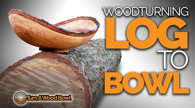 Screen grab from turn a wood bowl video (woodturning log to bowl)
